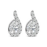14K White Gold 5/8 Cttw Lab Grown Diamond Tear Drop Halo Stud Earring