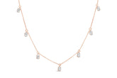 14K Rose Gold 1 3/8 Cttw Oval Lab Grown Diamond Dangle Station Necklace - 17" Inches