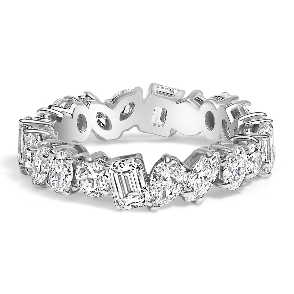 14K White Gold 3 1/3 Cttw Lab Grown Multi Shape Diamond Eternity Band Ring - Size 6