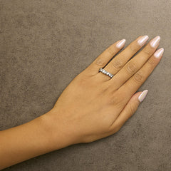 14K White Gold 3 1/3 Cttw Lab Grown Multi Shape Diamond Eternity Band Ring - Size 6