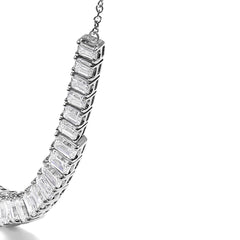 14K White Gold Lab Grown Diamond 5.0 Cttw Emerald Cut Station Necklace