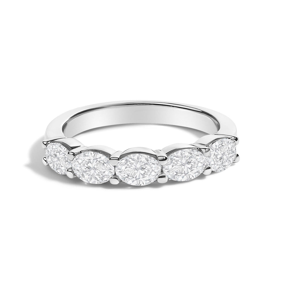 14K White Gold 1 1/4 Cttw Lab Grown Oval East West Band Ring