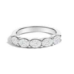 14K White Gold 1 1/4 Cttw Lab Grown Oval East West Band Ring