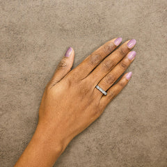 14K White Gold 1 1/4 Cttw Lab Grown Oval East West Band Ring