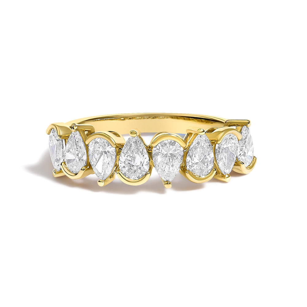 14K Gold 1 2/3 Cttw Lab Grown Pear Shaped Diamond Band Ring