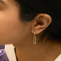 14K Yellow Gold 1/5 Cttw Diamond Paper Clip Dangle Earrings