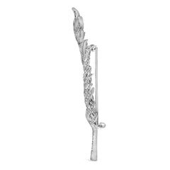 18K White Gold 2 7/8 Cttw Diamond Feather Brooch Pin (G-H Color, VS1-VS2 Clarity)