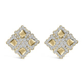 18K Yellow Gold Diamond 5 1/5 Cttw Geometric Cluster Stud Earrings