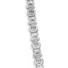 Sterling Silver 2 1/2 Cttw Diamond Eternity Men's Station Necklace