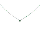 Sterling Silver Lab Created Emerald Bead Chain Necklace
