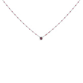 Sterling Silver Rhodolite Enamel Bead Chain Necklace 18 Inch