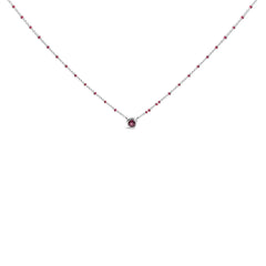 Sterling Silver Rhodolite Enamel Bead Chain Necklace 18 Inch