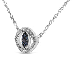Sterling Silver 1/4 Cttw Blue and White Diamond Evil Eye Necklace