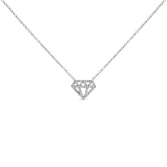 Sterling Silver 1/6 Cttw Diamond Shaped Diamond Pendant Necklace