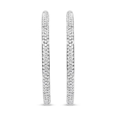 18K White Gold 2.00 Cttw Round-Cut Diamond Inner-Outer Hoop Earrings (F-G Color, VS1-VS2 Clarity)
