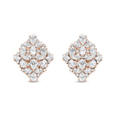 18K Rose Gold 8 1/3 Cttw Pear and Round Diamond Floral Cluster Omega Earrings (F-G Color, VS1-VS2 Clarity)