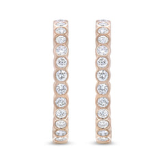 18K Rose Gold 1 Cttw Round Bezel-Set Diamond Hoop Earrings (F-G Color, VS1-VS2 Clarity)