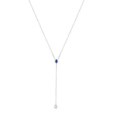 Sterling Silver Created Blue Sapphire and Diamond Accent Y Necklace