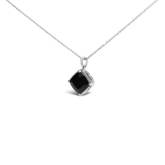 Sterling Silver Cushion Onyx 3-Piece Jewelry Set Ring Earrings Pendant 18 Inch Cable Chain