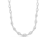 18K White Gold 5.00 Cttw Diamond "Duchess" Station and Link Collar Necklace (F-G Color, VS2-SI1 Clarity) - 17" Inches
