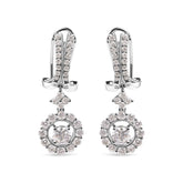 14K White Gold 1 7/8 Cttw Diamond Drop and Dangle Halo Earring with Omega Back (F-G Color, VS2-SI1)