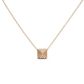 14K Yellow Gold 1/4 Cttw Diamond Matte Finished Pyramid Pendant Necklace (G-H Color, SI1-SI2 Clarity) - 18 Inches