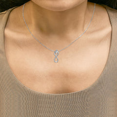 Sterling Silver 1/4 Cttw Diamond Infinity Motif Pendant Necklace