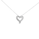 Sterling Silver 1/2 Cttw Diamond Heart Pendant Necklace