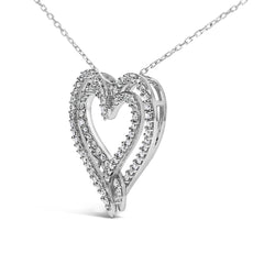 Sterling Silver 1/2 Cttw Diamond Heart Pendant Necklace