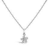 .925 Sterling Silver Diamond Accent Flower Pendant Necklace (J-K Color, I2-I3 Clarity) - 18" Inches