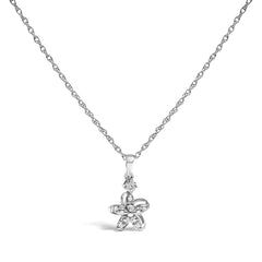 .925 Sterling Silver Diamond Accent Flower Pendant Necklace (J-K Color, I2-I3 Clarity) - 18" Inches