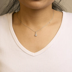 .925 Sterling Silver Diamond Accent Flower Pendant Necklace (J-K Color, I2-I3 Clarity) - 18" Inches