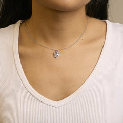 .925 Sterling Silver Diamond Accent Mom with Heart Pendant Necklace (J-K Color, I2-I3 Clarity) - 18" Inches