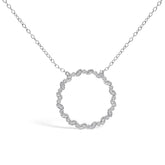.925 Sterling Silver 1/7 Cttw Lab Grown Diamond Beaded Love Circle Pendant Necklace - Size 18 Inches