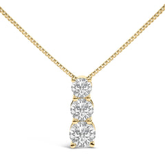 14K Gold 1/2 Cttw Lab Grown Diamond Three Stone Pendant Necklace