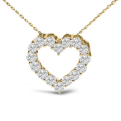 14K Gold 1/2 Carat Lab Grown Diamond Heart Shape Pendant Necklace