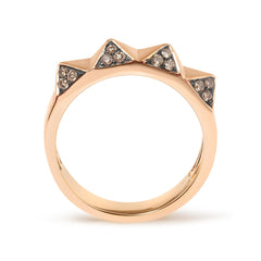 14K Rose Gold 1/4 Cttw Brown Diamond Pyramid Band Ring (Brown Color, SI1-SI2 Clarity)- Size 7