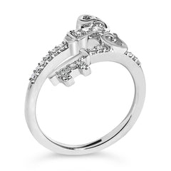 Sterling Silver 1/6 Cttw Key and Keyhole Diamond Ring