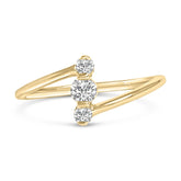 10K Gold 1/4 Cttw Lab Grown Diamond Vertical Three Stone Ring