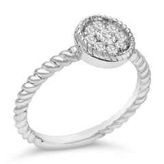 Sterling Silver 1/4 Cttw Diamond Floral Round Braided Ring