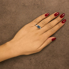 Sterling Silver 1/5 Cttw Blue and White Diamond Triple Heart Ring