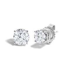 14K White Gold 1 1/10 Cttw Round Diamond Solitaire Stud Earrings