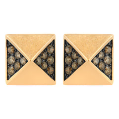 14K Rose Gold 1/4 Cttw Brown Diamond Pyramid Stud Earring (Brown Color, SI1-SI2 Clarity)