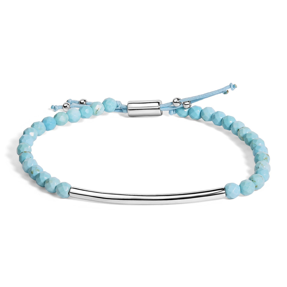 Sterling Silver Turquoise Beads Station Bracelet with Bolo Clasp