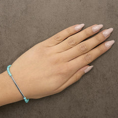 Sterling Silver Turquoise Beads Station Bracelet with Bolo Clasp