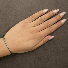 Sterling Silver Malachite Bead Station Bracelet with Bolo Clasp