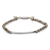 Sterling Silver Jasper Bead Station Bracelet Bolo Clasp