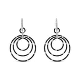 18K White Gold Round 2 1/3 Cttw Black and White Diamond Graduated Hoop Dangle Earrings (Black and F-G Color, VS1-VS2 Clarity)