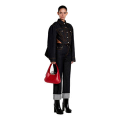 Alexander McQueen The Jewelled Hobo Bag in Red Leather with Silver Knuckle