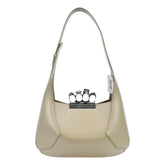 Alexander McQueen The Jewelled Leather Shoulder Bag Beige Skull Ring Handle